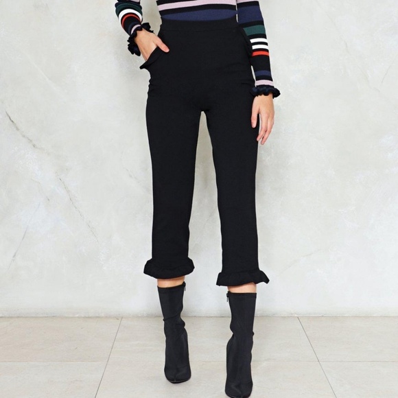 Nasty Gal Pants - NEW Nasty Gal High Waisted Ruffle Hem Trousers